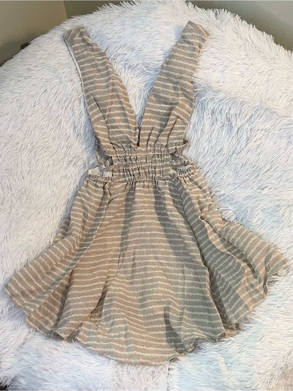 Low deep cut back Cutout Waist Flared Dress